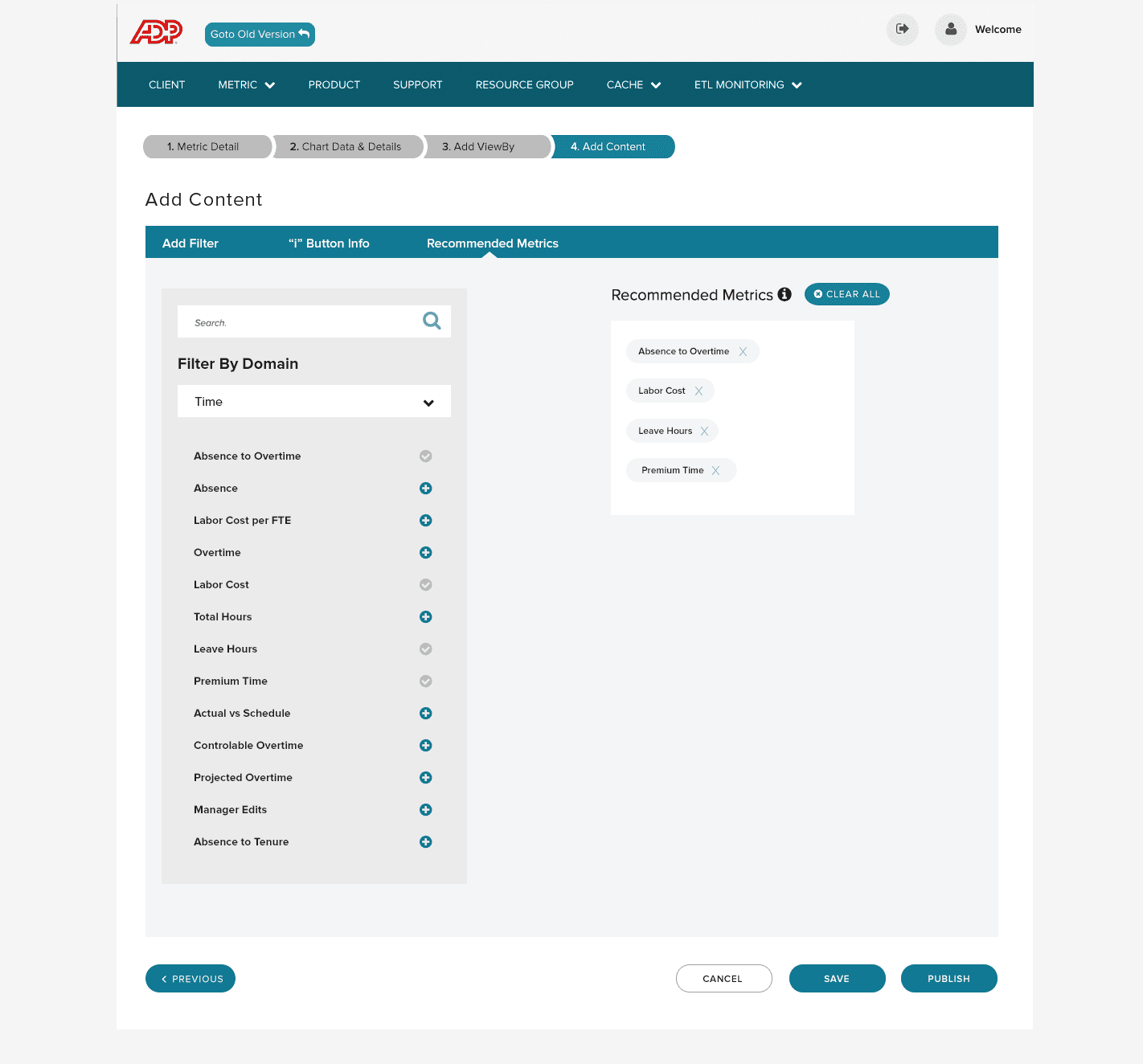 Recommended metrics