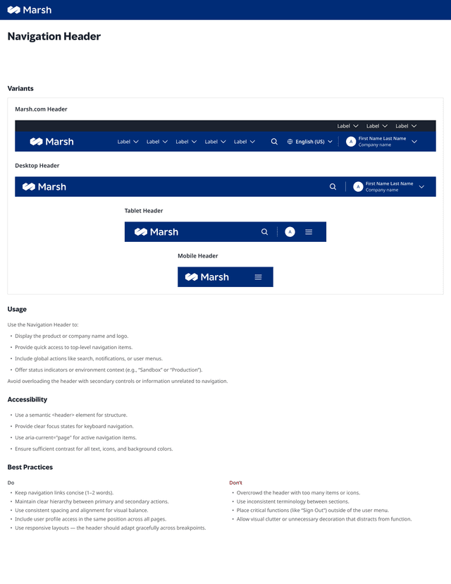 Navigation Header