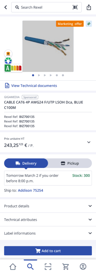 Product detail page — light