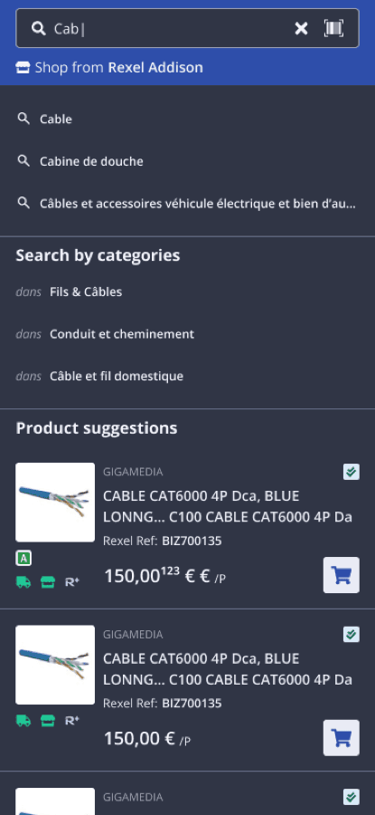 Search typeahead — dark
