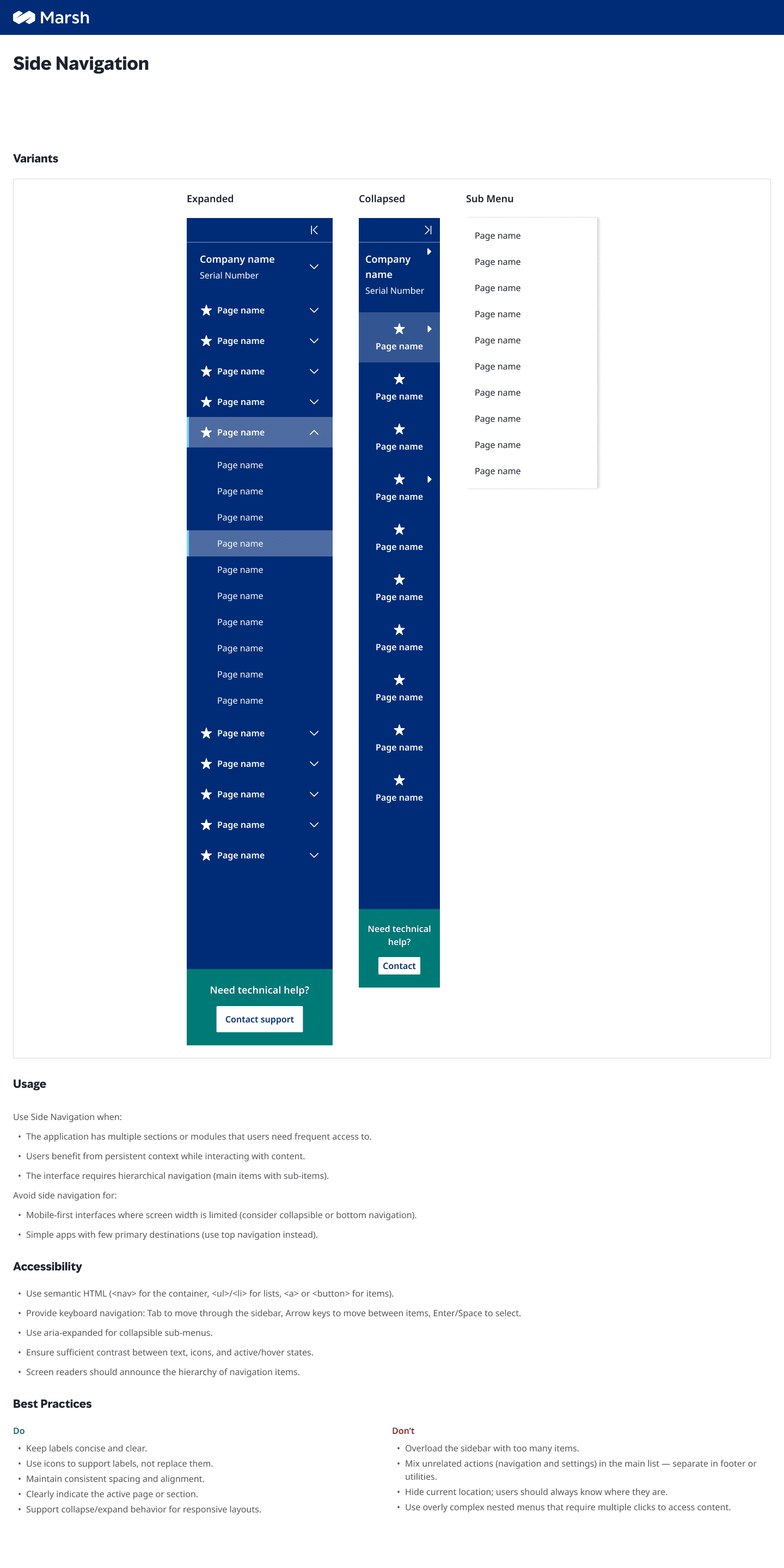 Side Navigation