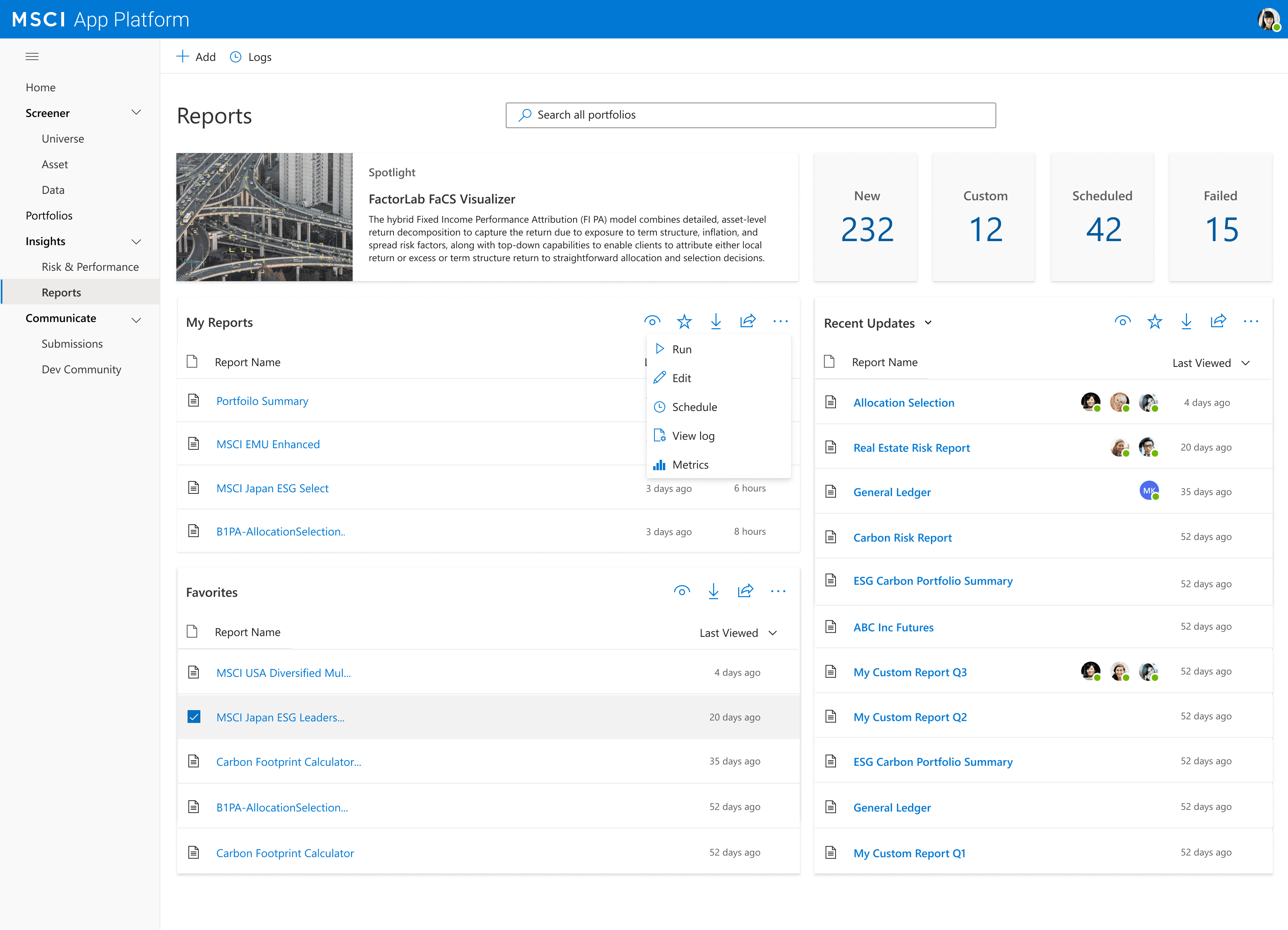 Reports Hub